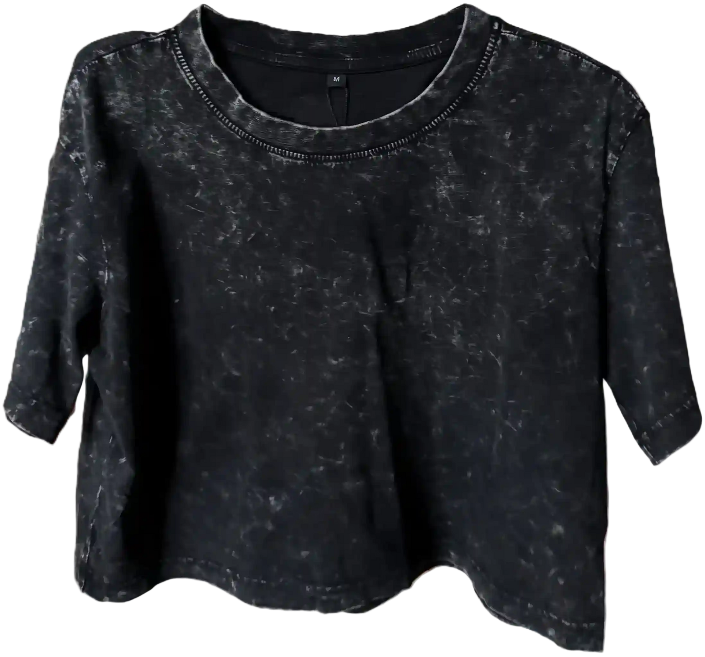 Dunkelgraues Crop Top Used-Look