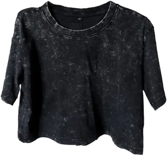 Dunkelgraues Crop Top Used-Look