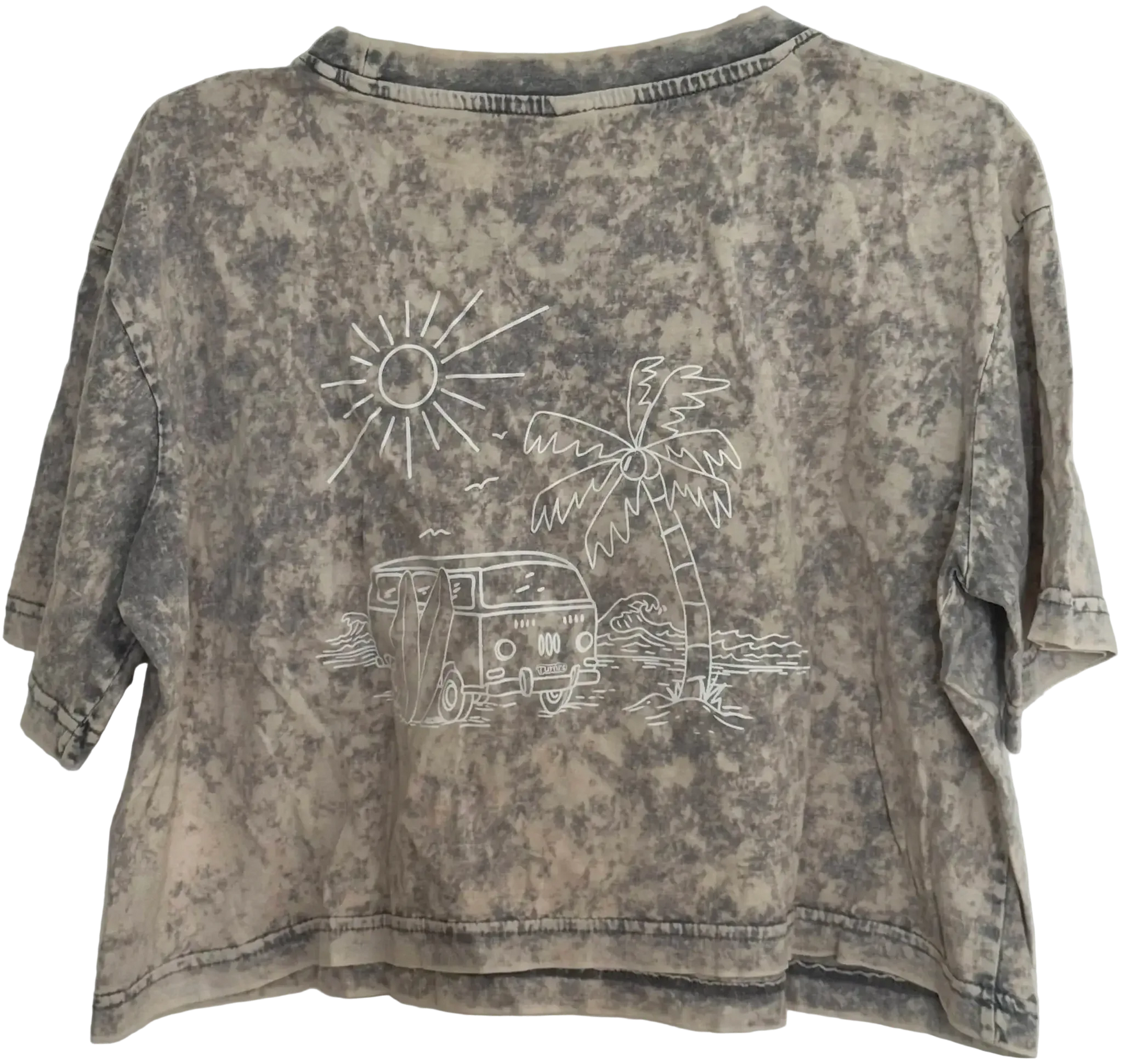 hellgraues Crop Top mit Siebdruck ohne Person