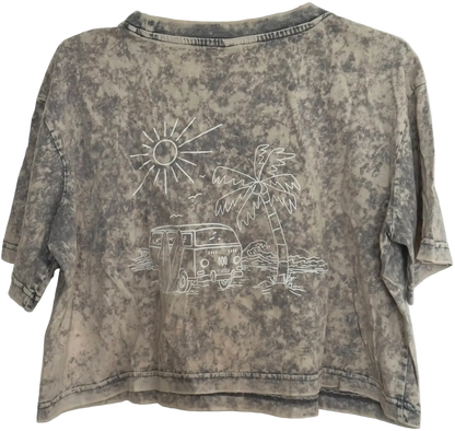 hellgraues Crop Top mit Siebdruck ohne Person