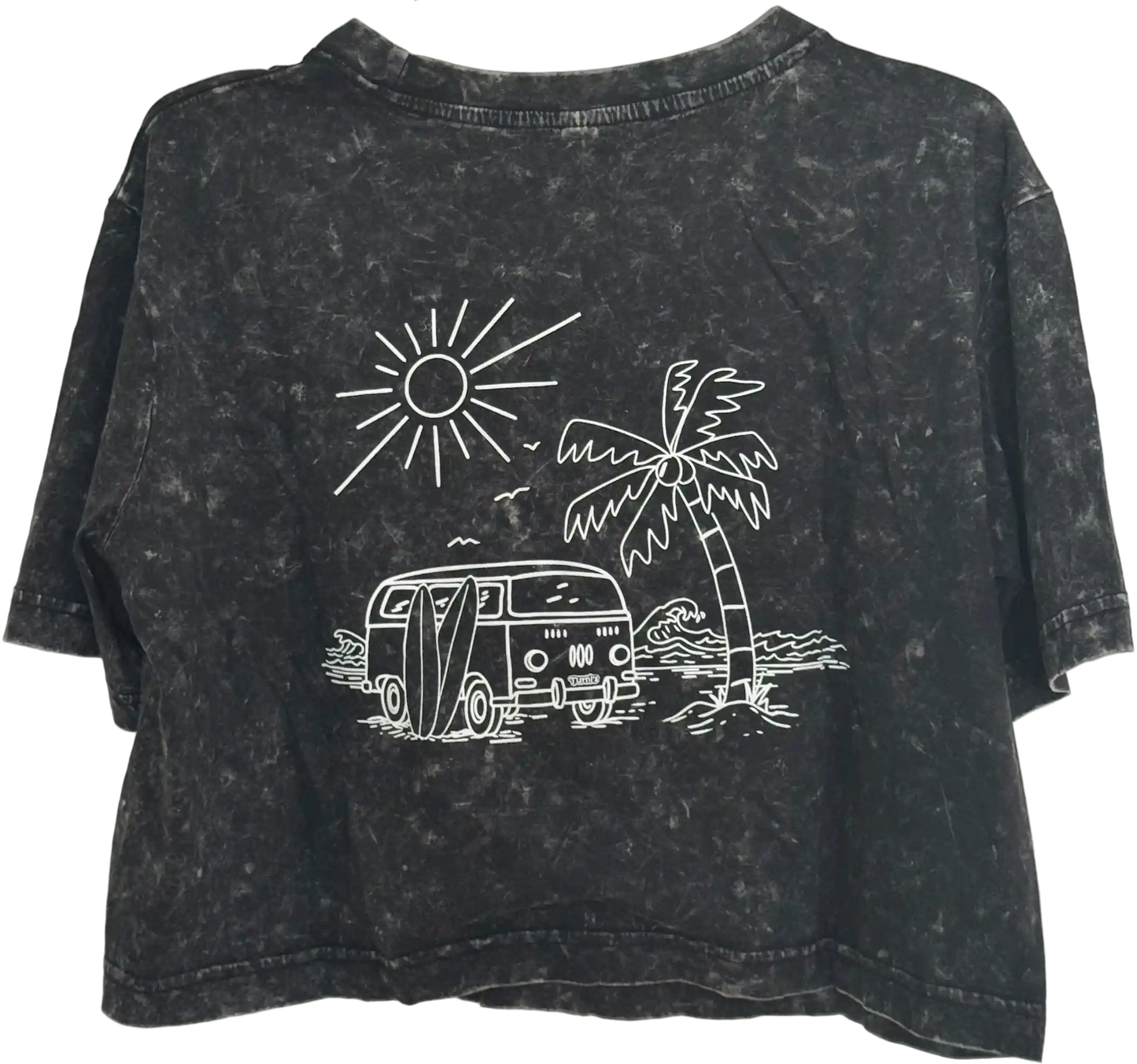 schwarzes Crop Top mit Siebdruck