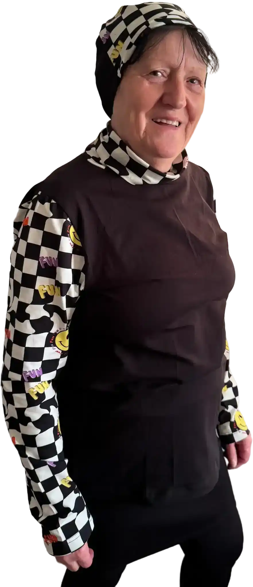 Jersey Rollkragen Sleeve „Hazel“ (schwarz und schwarz-weiß-kariert)