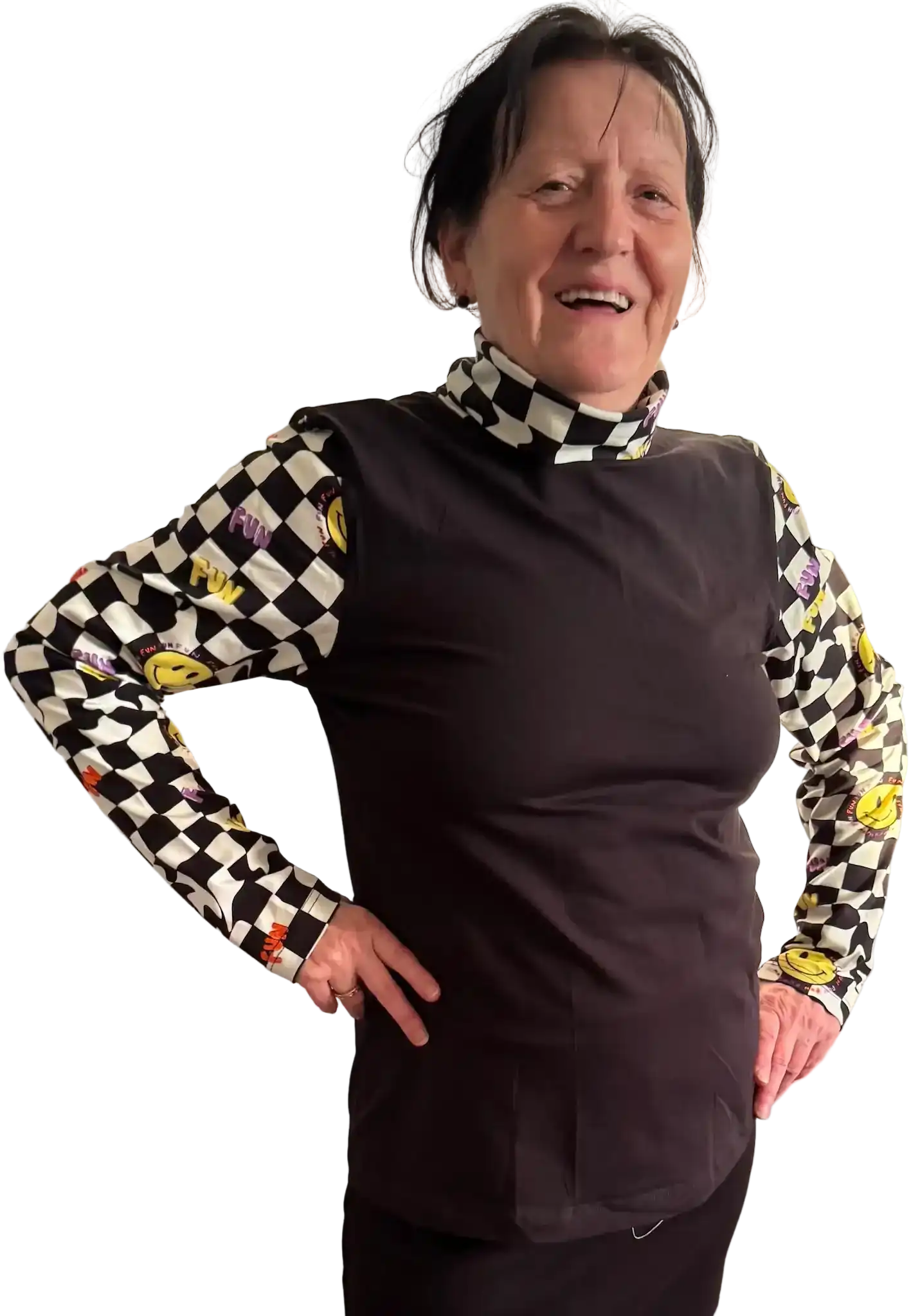 Jersey Rollkragen Sleeve „Hazel“ (schwarz und schwarz-weiß-kariert)