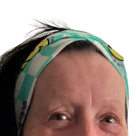 Mint-weiß kariertes Stirnband