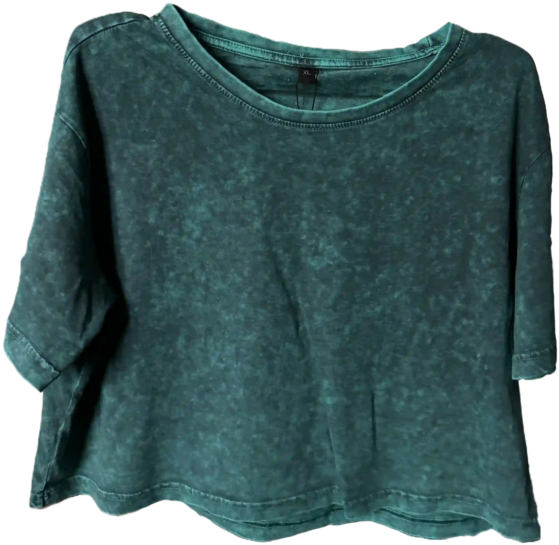 Blau-Grünes Crop Top Used-Look