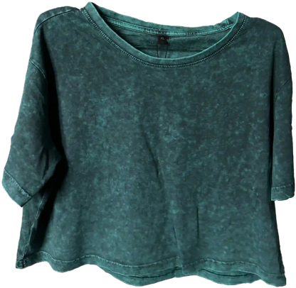 Blau-Grünes Crop Top Used-Look