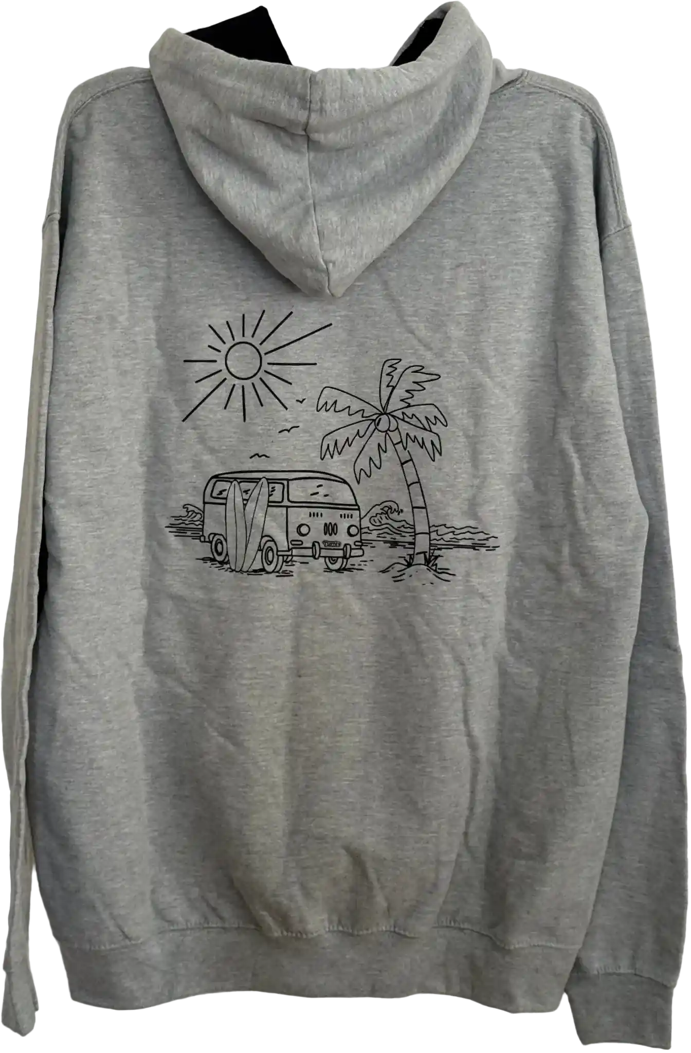 Grauer Herren Hoodie mit schwarzem Innenutter an Kapuze