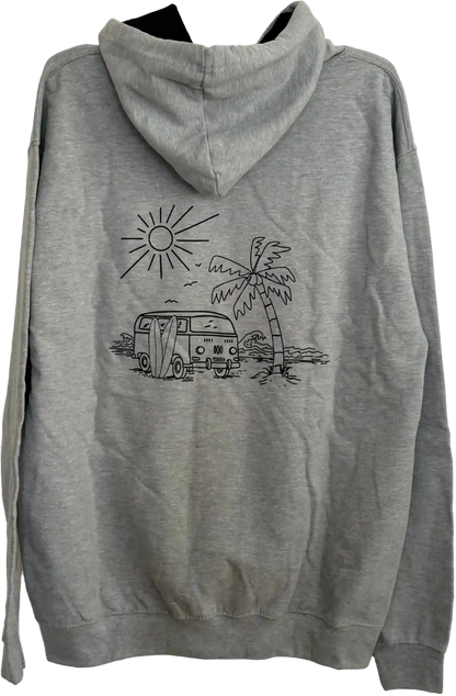 Grauer Herren Hoodie mit schwarzem Innenutter an Kapuze