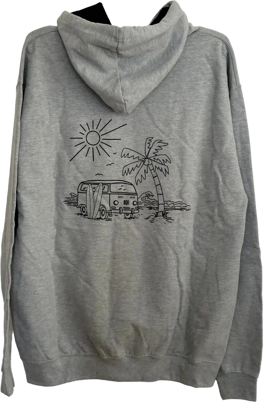 Grauer Herren Hoodie mit schwarzem Innenutter an Kapuze