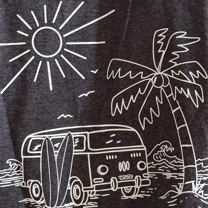 Dunkelgraues Herren Shirt mit weißem Siebdruck (Turni's und Surf-Van-Motiv)