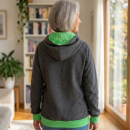 Dunkelgrauer Hoodie mit neonggrünen Details