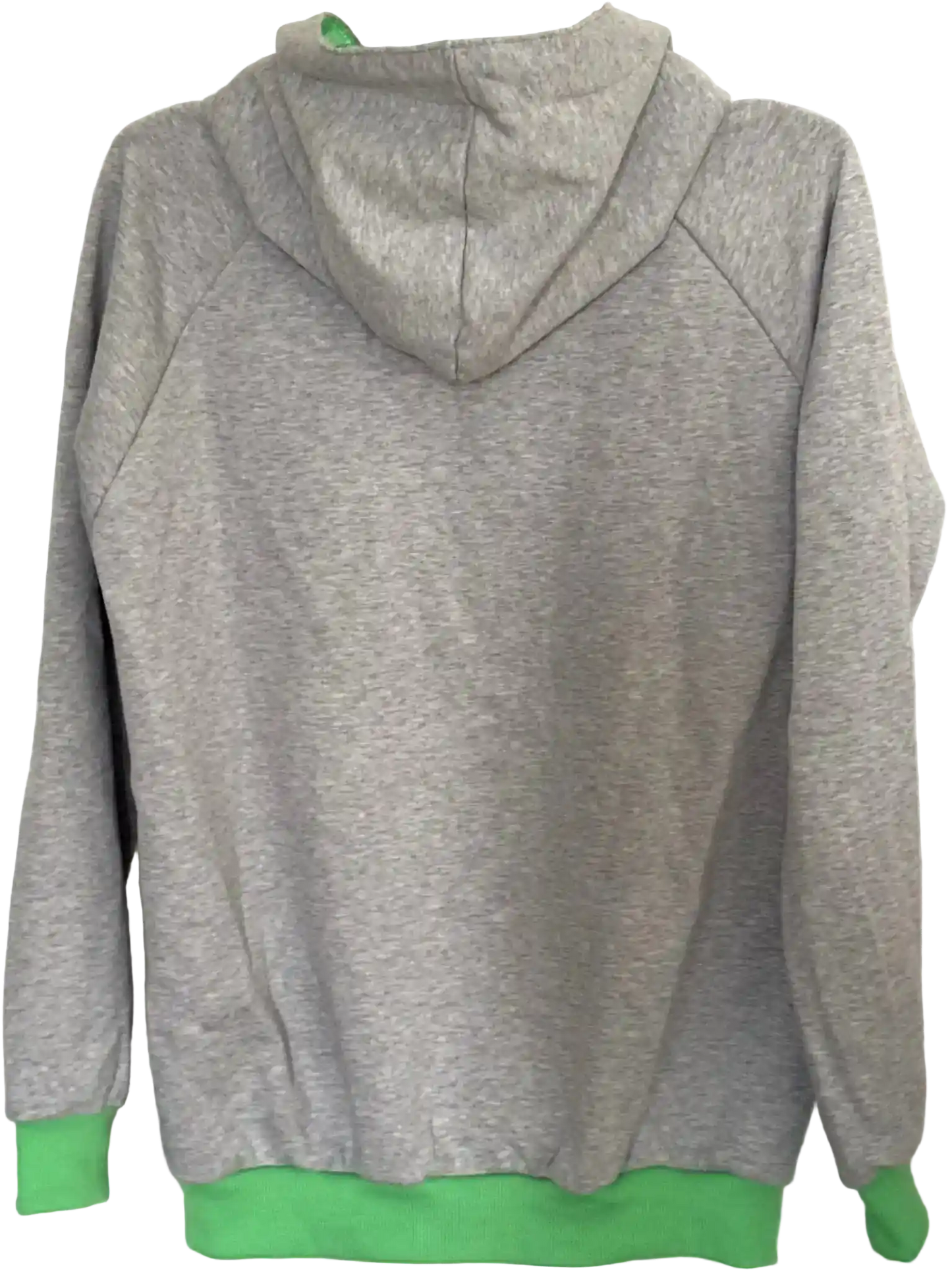 Hellgrauer Hoodie mit neongrünen Bündchen