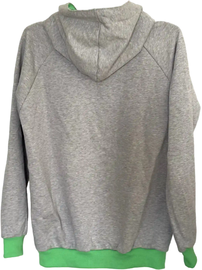 Hellgrauer Hoodie mit neongrünen Bündchen