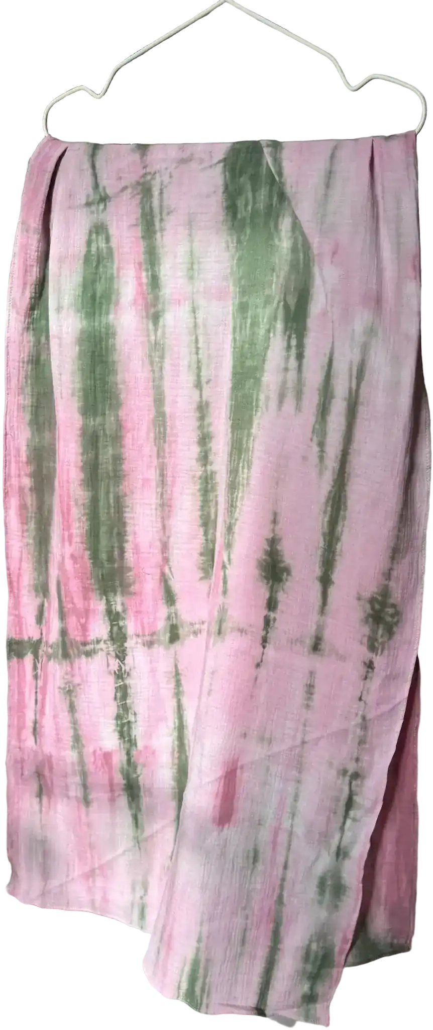 Rosa-Khaki Musselin Schal in Tie-Dye-Optik