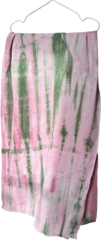 Rosa-Khaki Musselin Schal in Tie-Dye-Optik